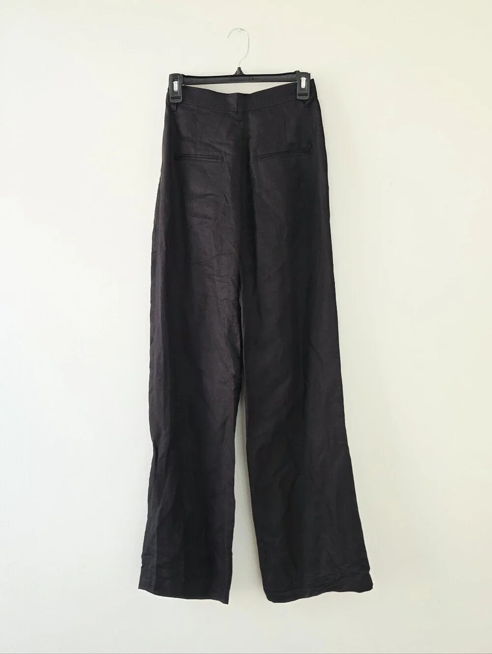 Anine Bing Carrie Wide leg Pant in Black Linen Blend Size 32
